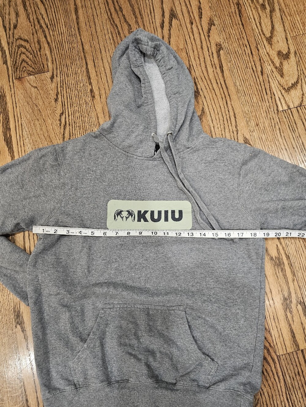 KUIU Gray Pullover Hoodie with Pale Green Logo - Picture 5 of 6